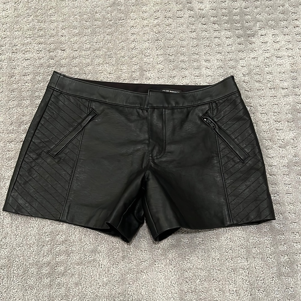 Club Monaco Black Leather Shorts